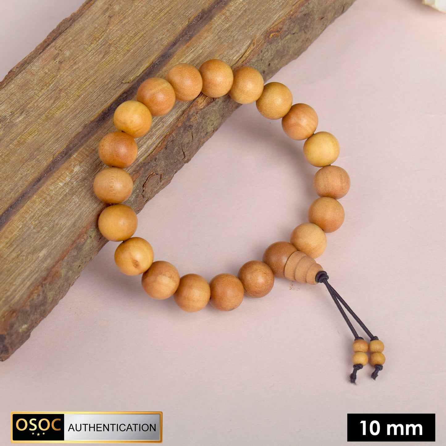 100% Original 10mm White Chandan Bracelet for Peace & Inner Calm