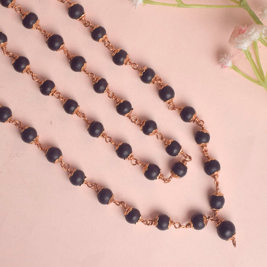 100% Original & Govt. Certified 8mm Karungali Mala with Copper Capping