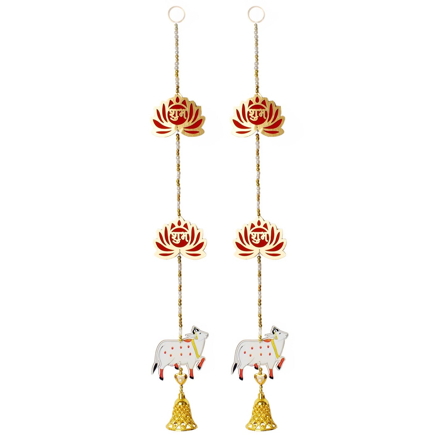 Decorative Lotus Shubh Labh and Cow Wall Hanging