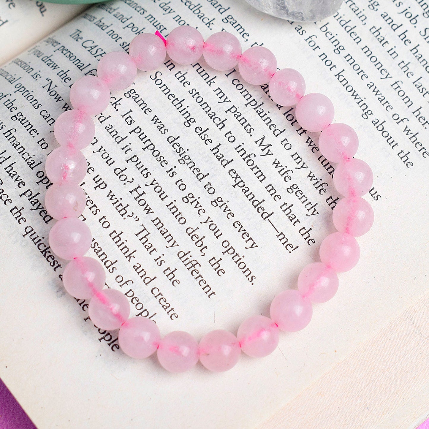 Authentic Rose Quartz Crystal Bracelet for Reiki Healing 8MM
