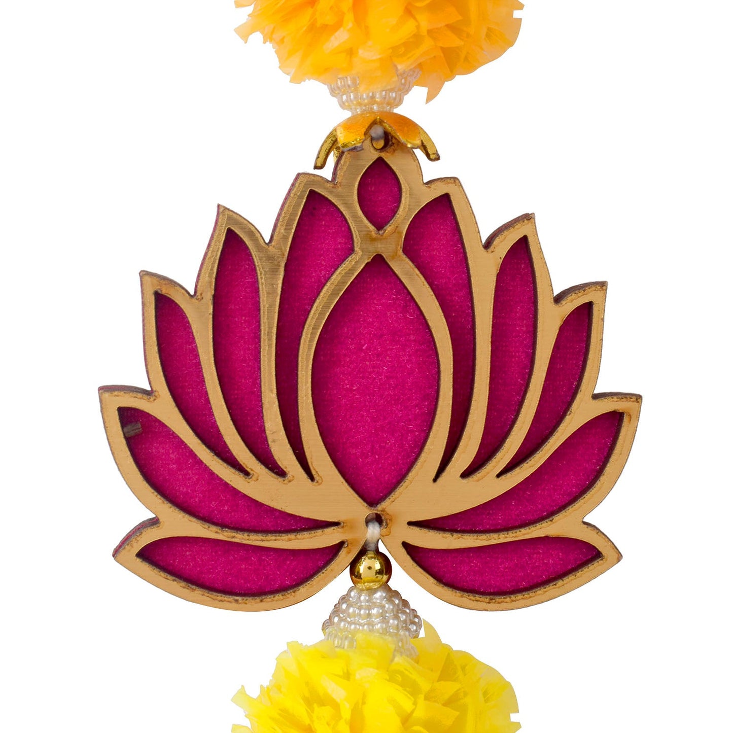 Marigold Lotus Hanging with Golden Bells – Ethnic Festival Decor