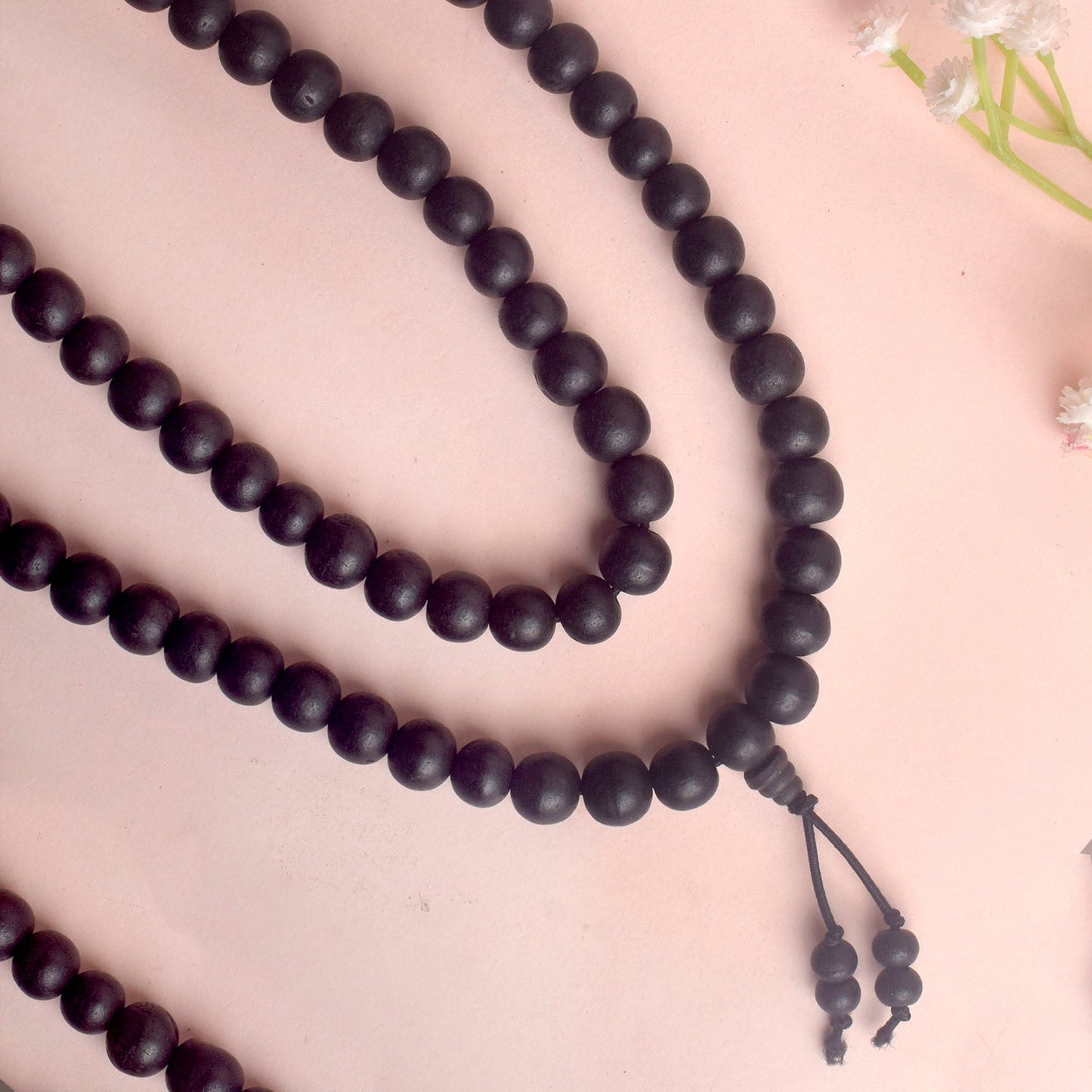 100% Original & Govt. Certified 10 MM Karungali Mala with Sumeru Bead matt