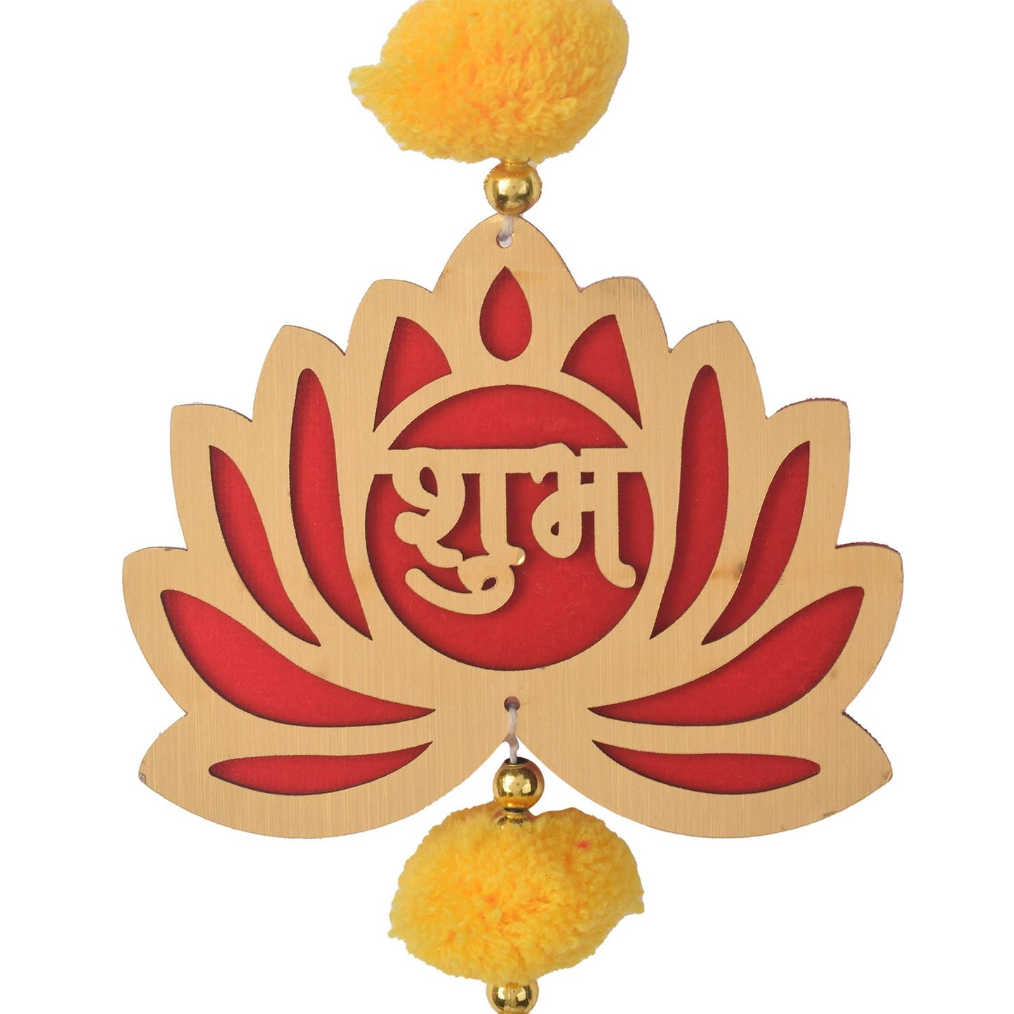 Auspicious Lotus and Swastik Wall Hanging with Bell