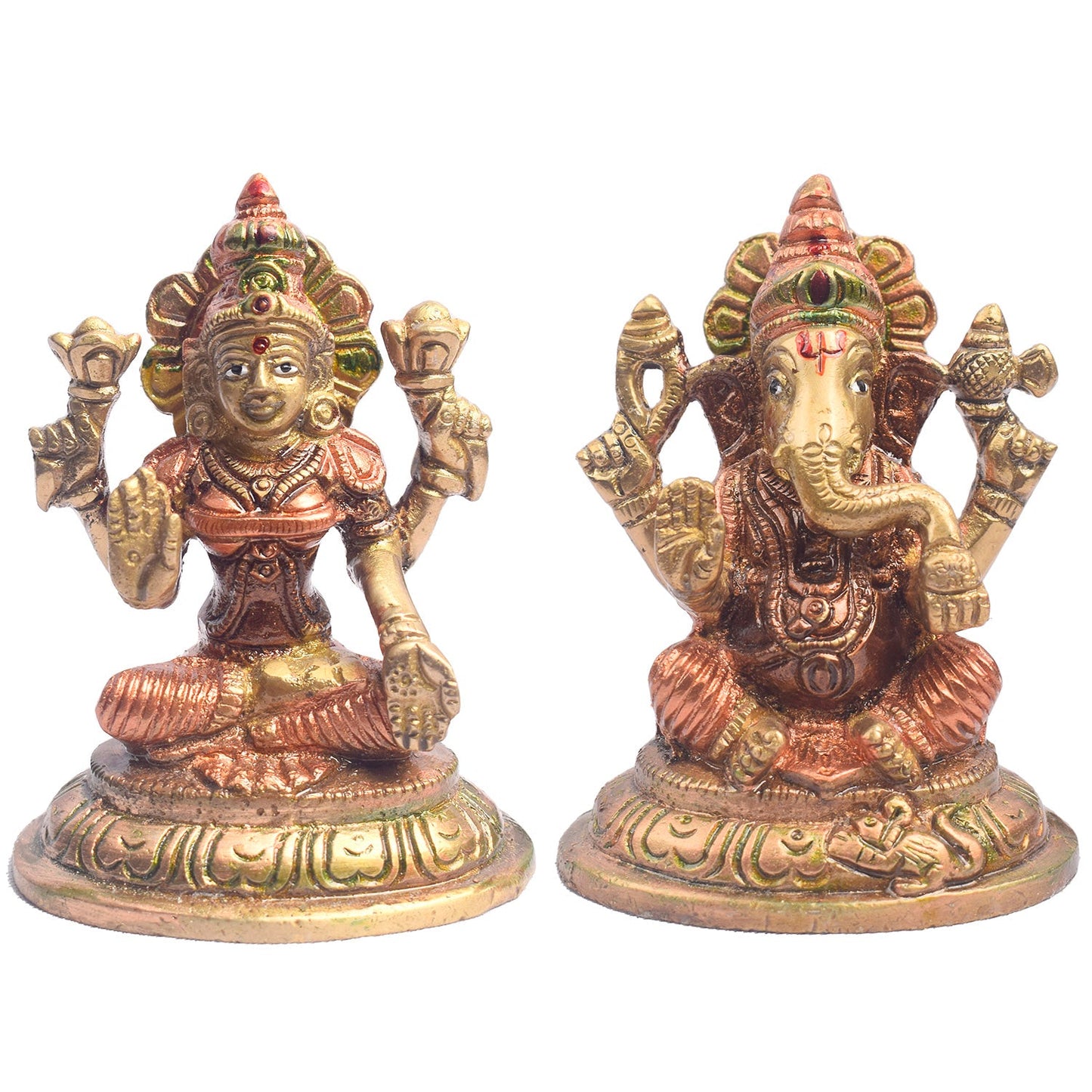 3.9 Inch Elegant Brass Lakshmi Ganesh Idol
