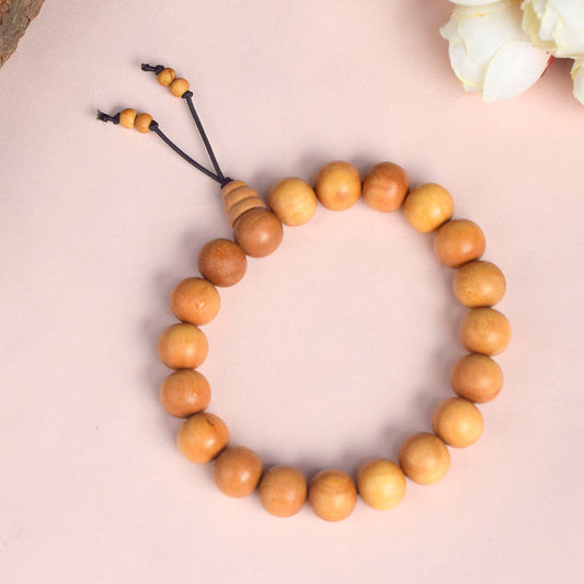 100% Original 10mm White Chandan Bracelet for Peace & Inner Calm