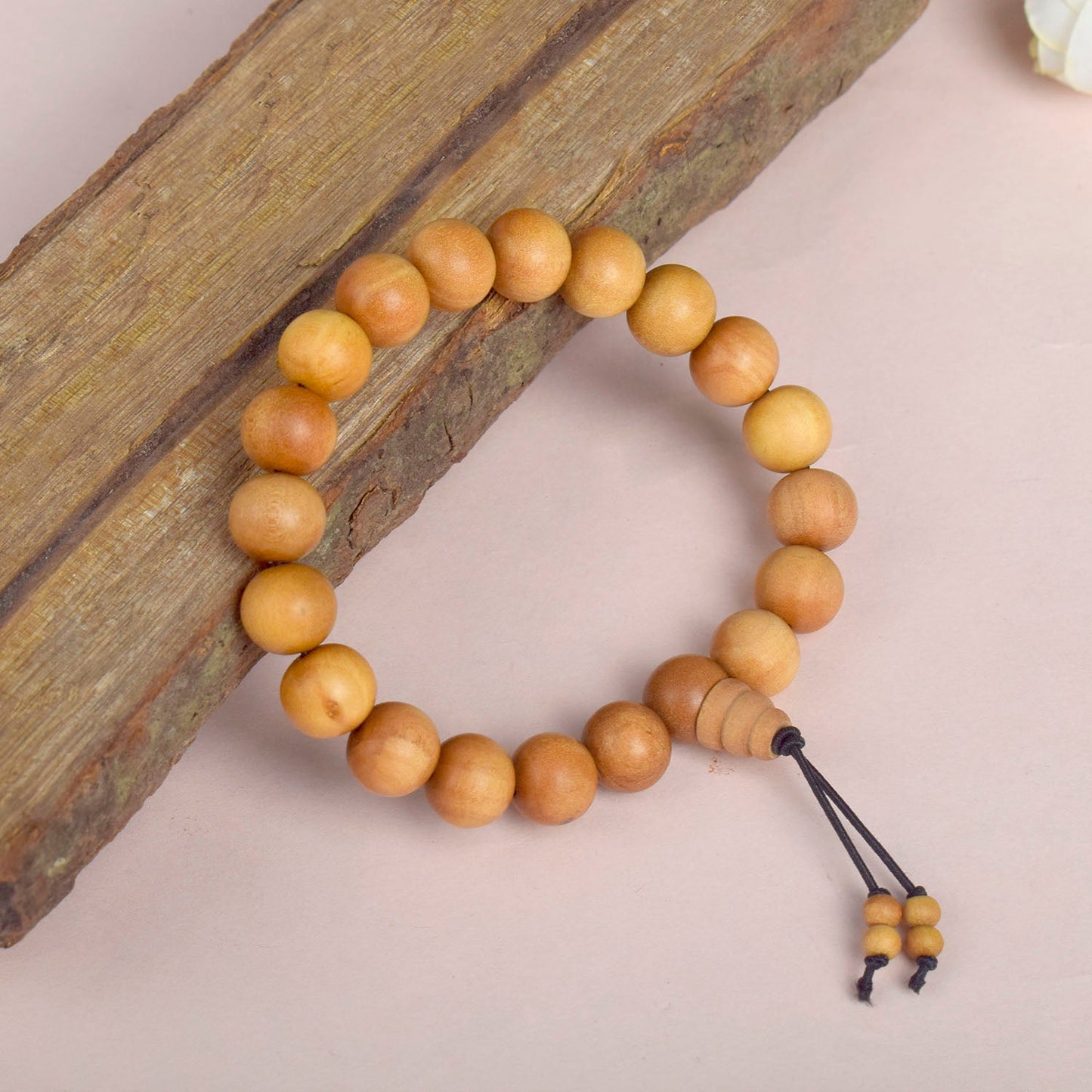 100% Original 10mm White Chandan Bracelet for Peace & Inner Calm
