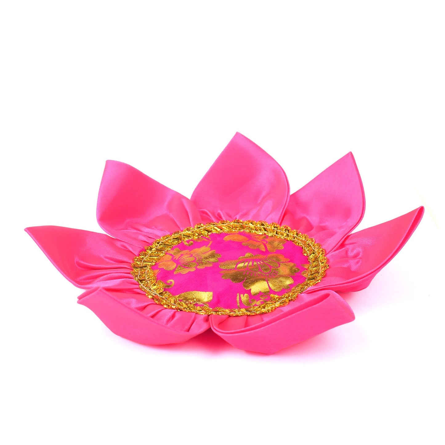 10.8 Inch Graceful Satin Lotus Design Pooja Mat