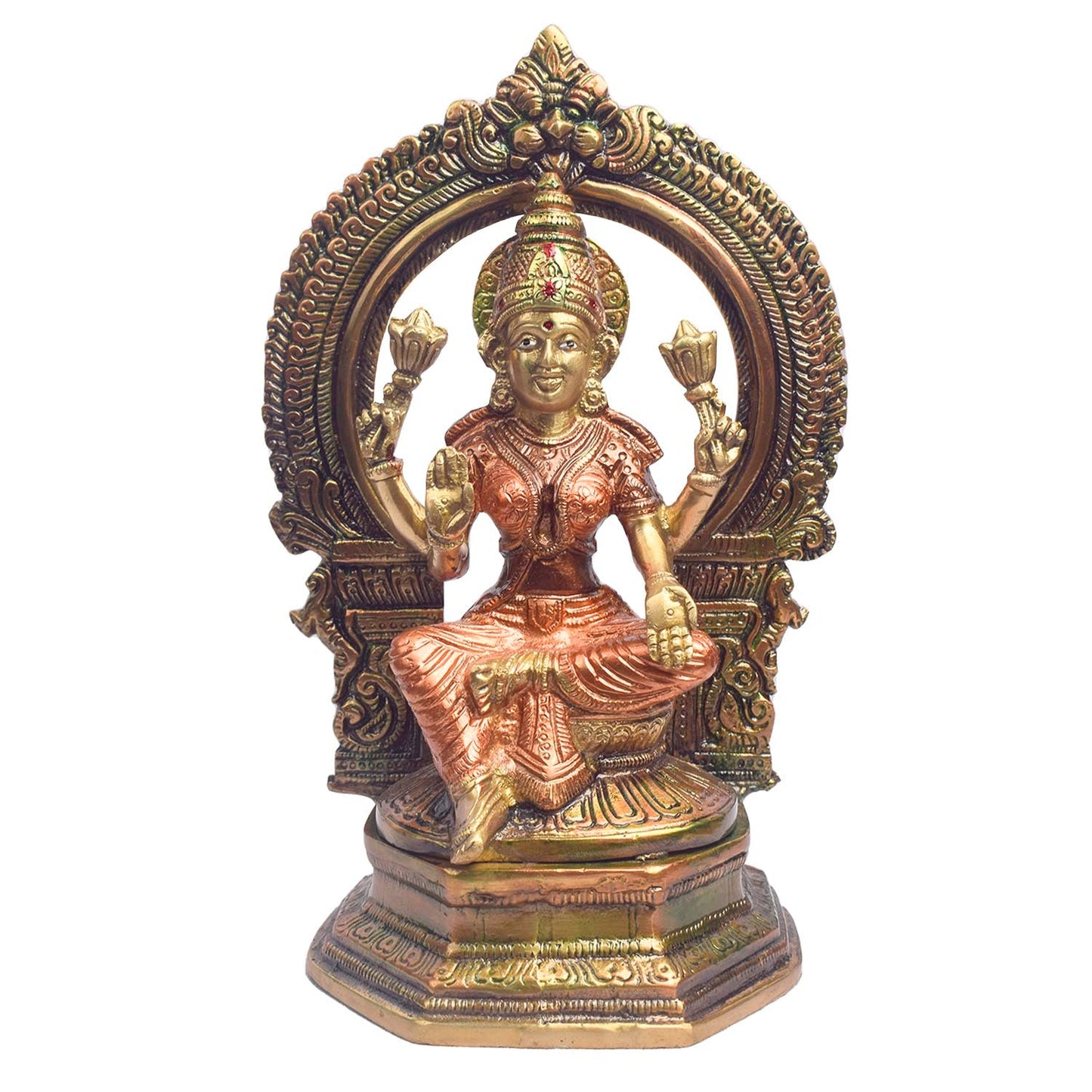 9.4 Inch Majestic Brass Lakshmi Ganesha Idol