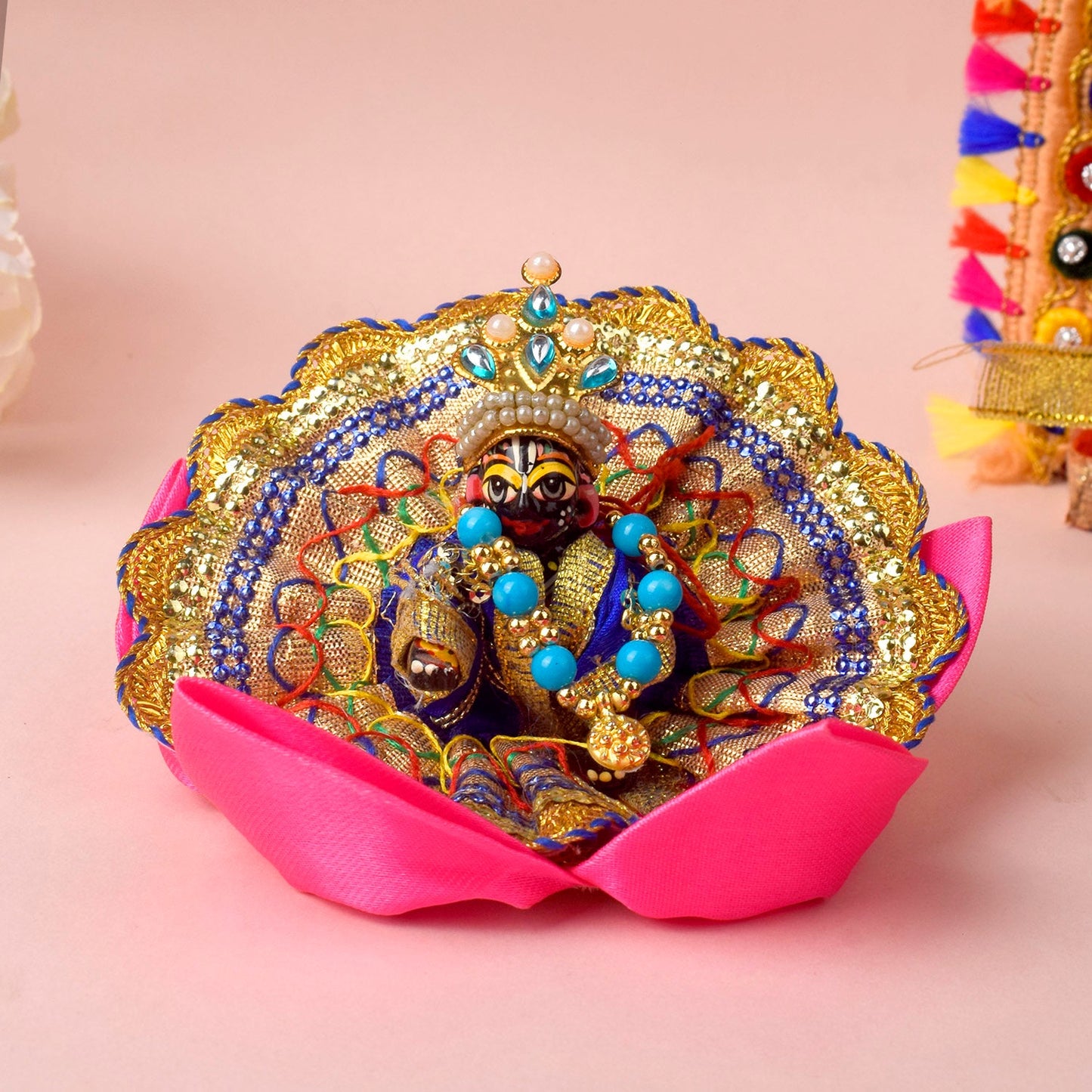 6.1 Inch Elegant Satin Kamal Asan for Pooja
