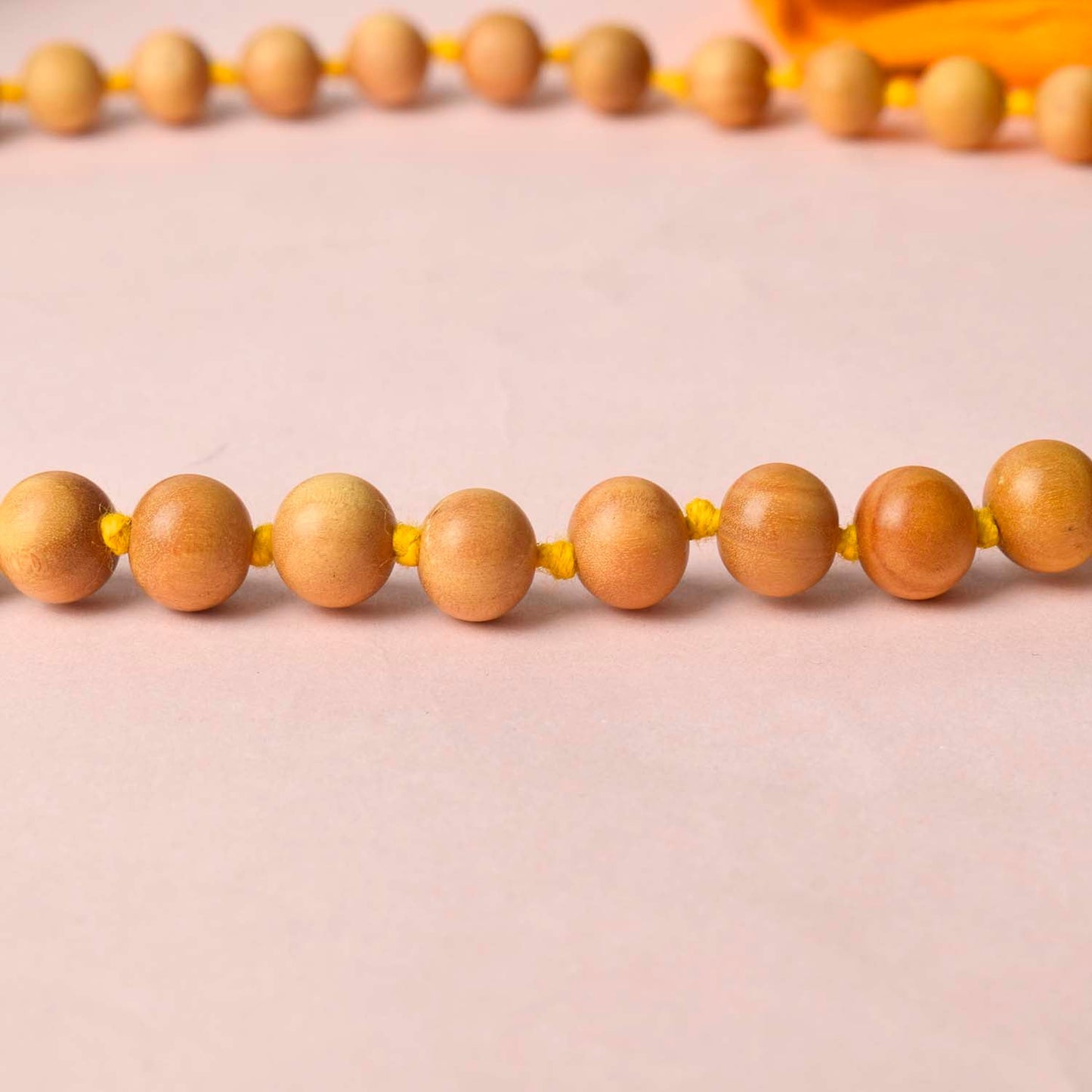 Certified 8-9mm 100% Original Authentic Mysore White Sandalwood (Chandan) yellow thread Jap Mala