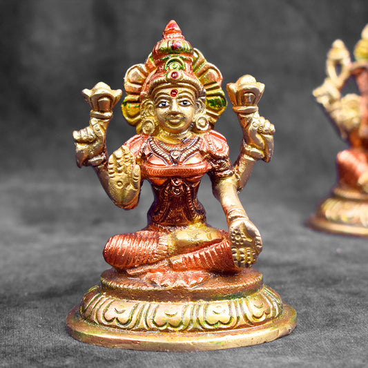 3.9 Inch Elegant Brass Lakshmi Ganesh Idol