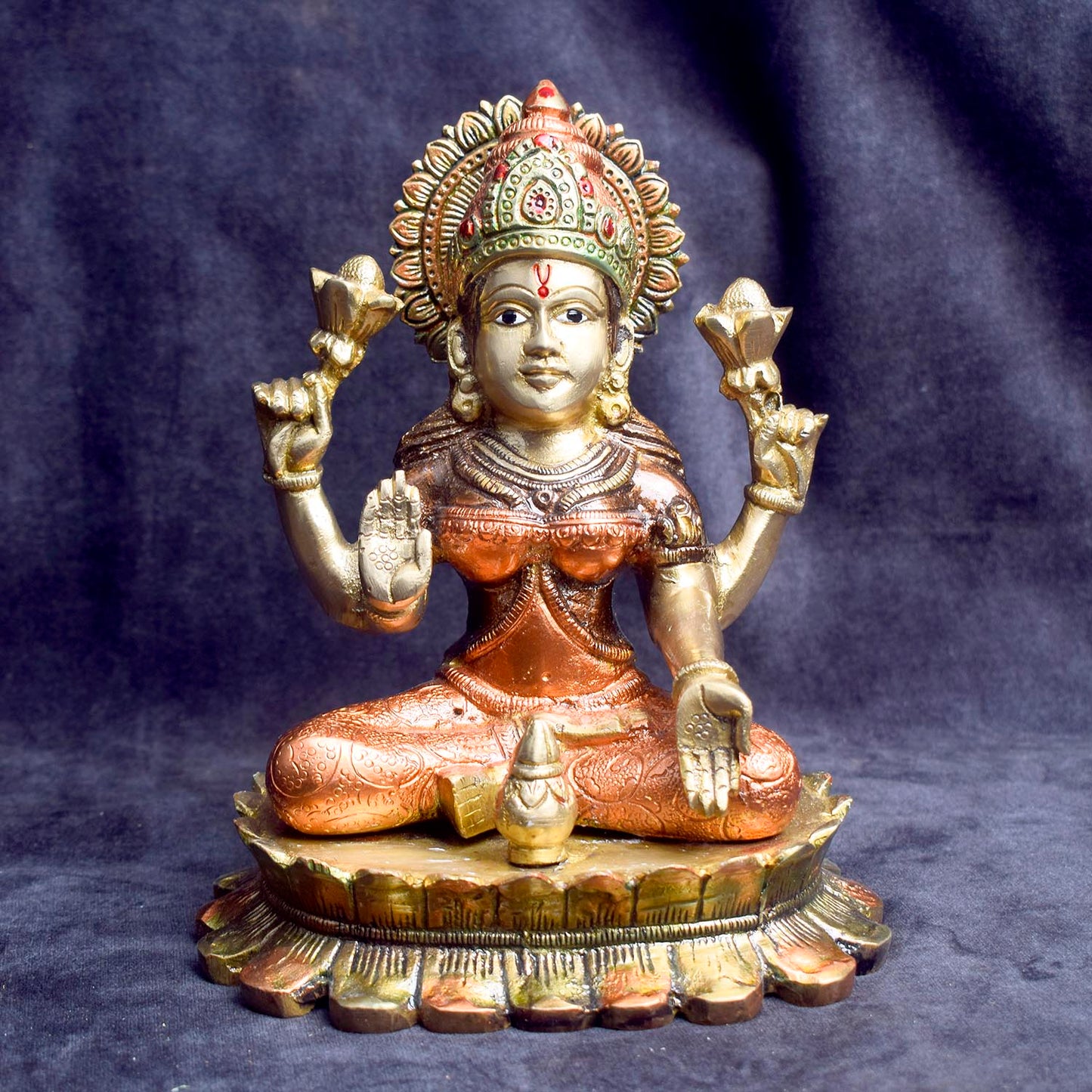 8.1 Inch Blessings of Lakshmi & Ganesha in Brass