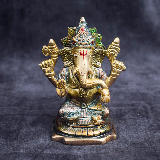 4.1 Inch Divine Brass Lakshmi Ganesh Murti