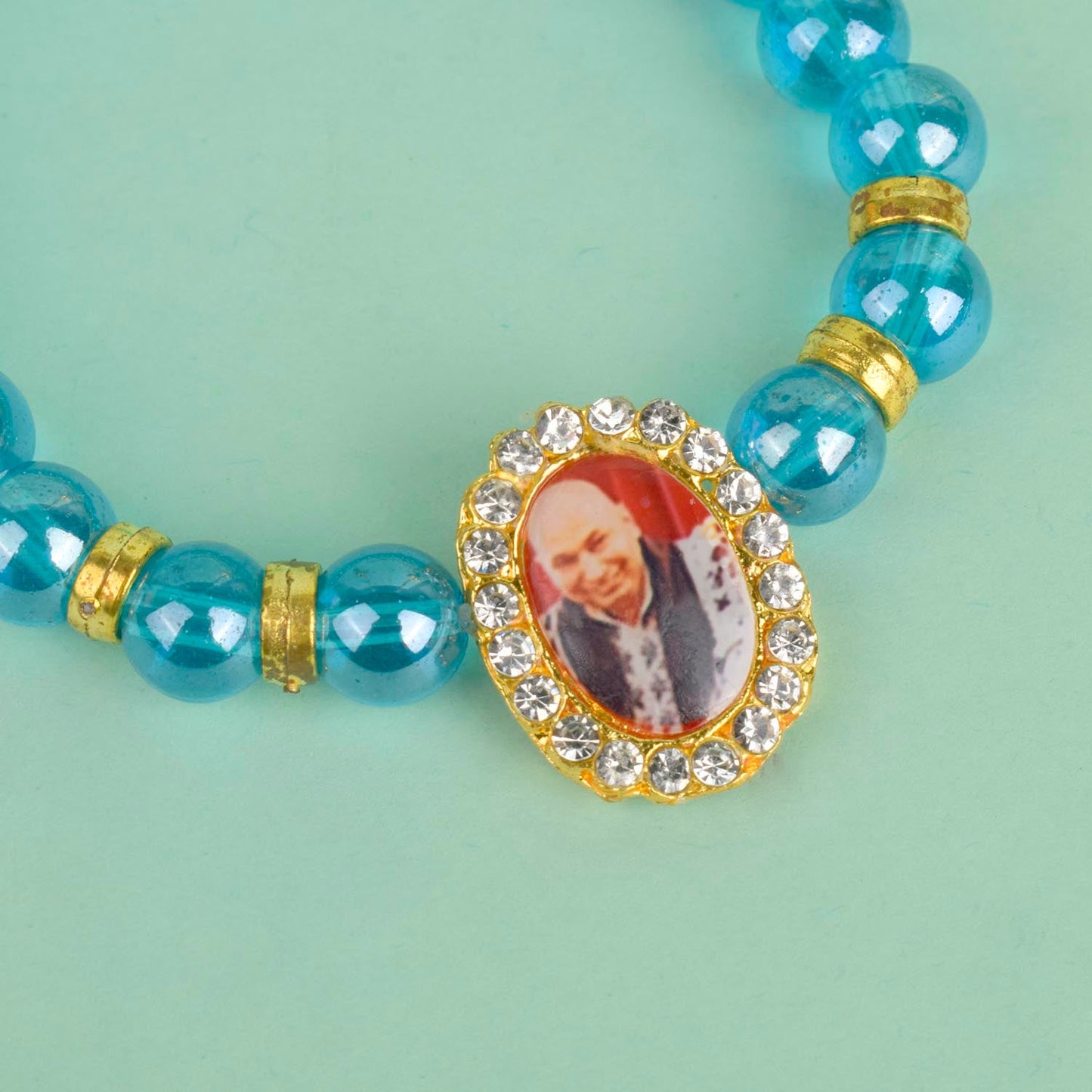 Blue Shiny Beads Single Layer Guruji Swaroop Bracelet