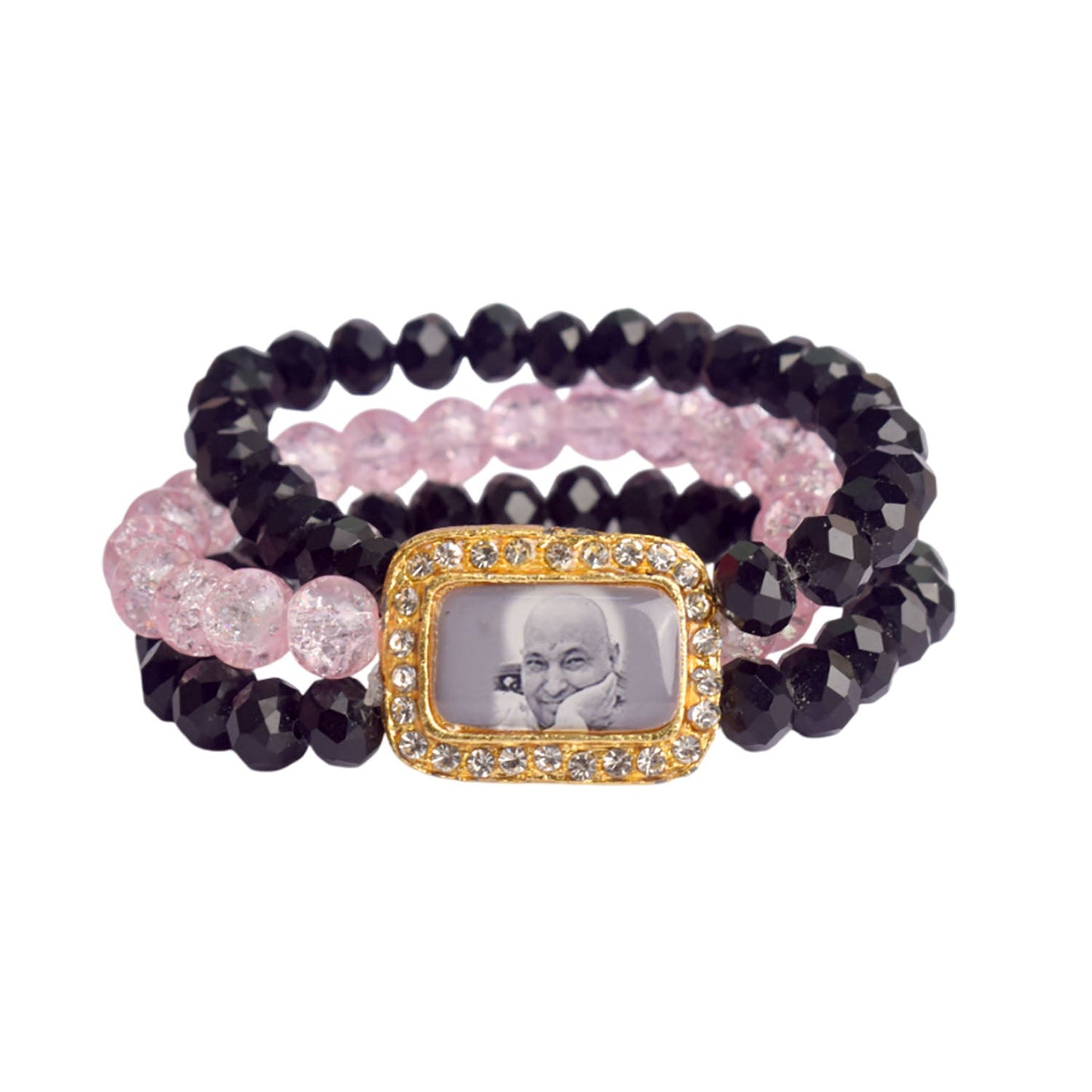 Black & Pink Triple Layer Guruji Swaroop Bracelet