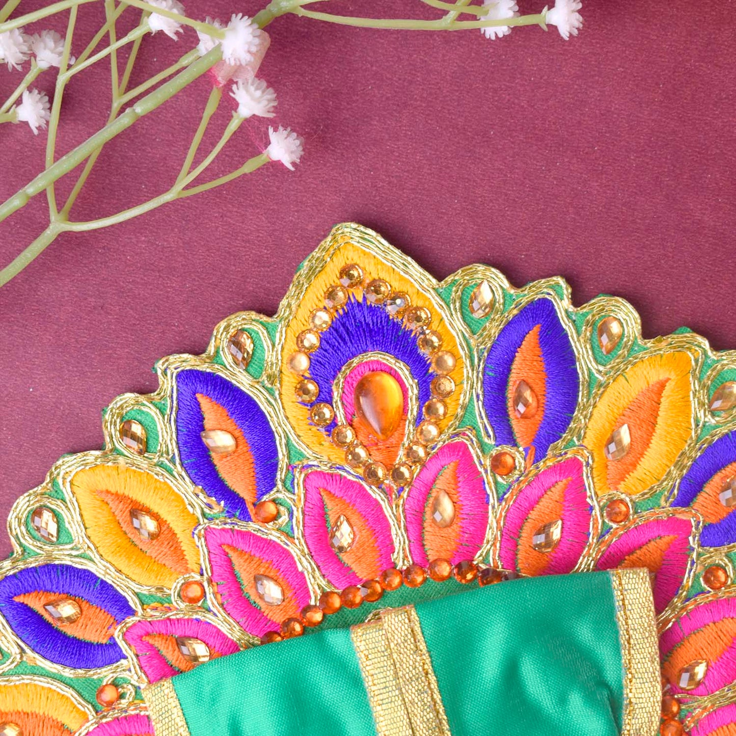 Colourful Matka & Leaf Embroidered Laddu Gopal Dress (Assorted)