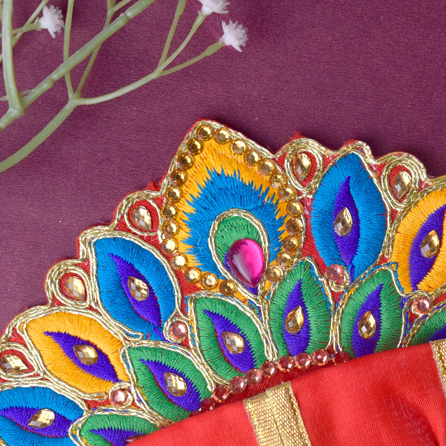 Colourful Matka & Leaf Embroidered Laddu Gopal Dress (Assorted)