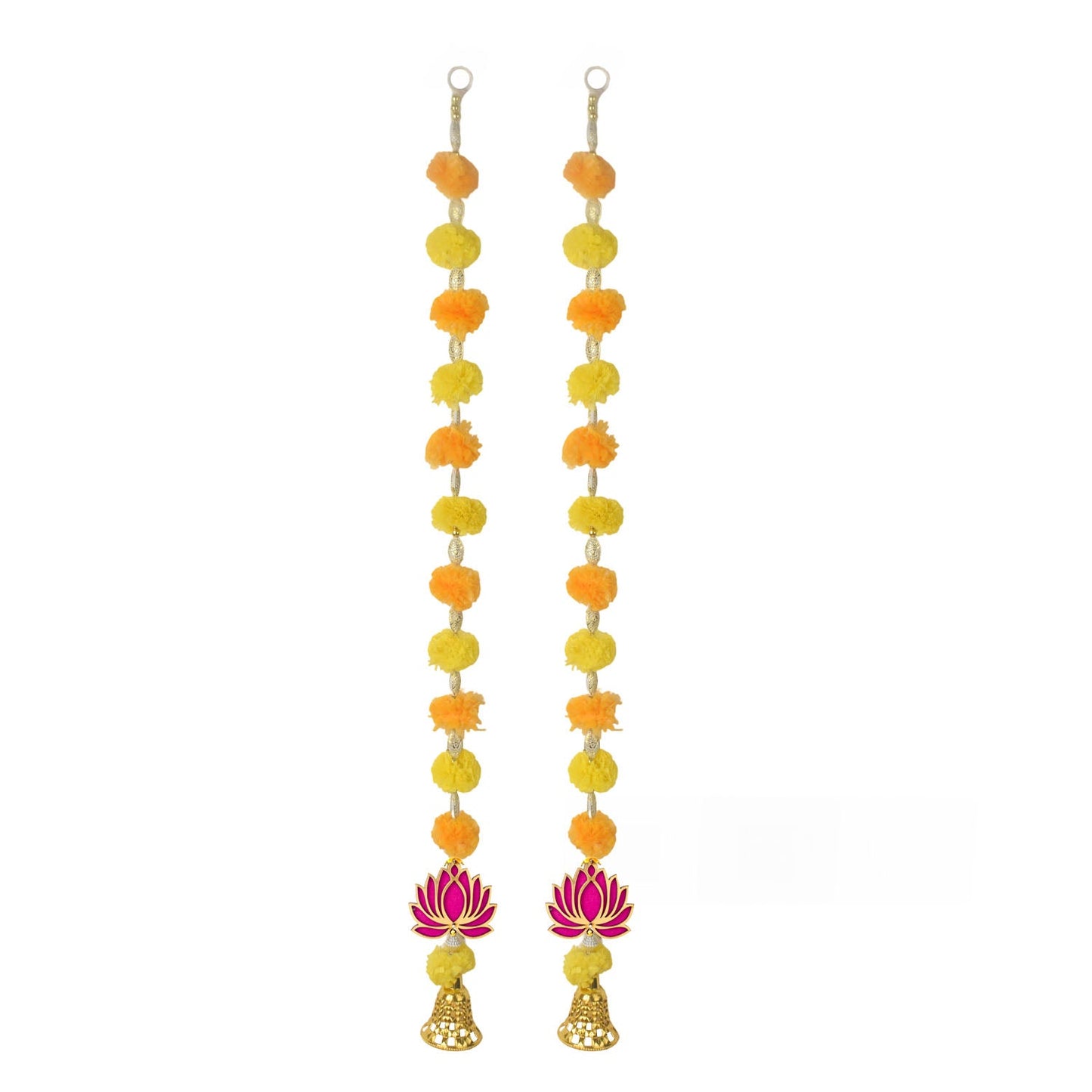 Marigold Lotus Hanging with Golden Bells – Ethnic Festival Decor