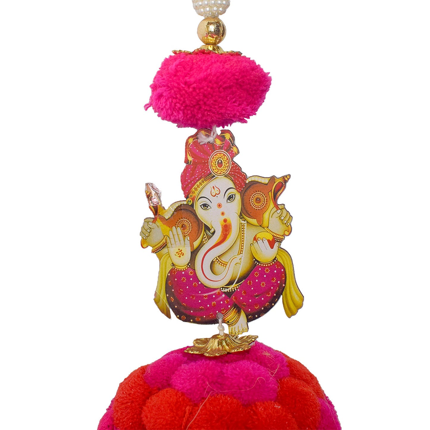 Colorful Pom Pom Wall Hanging with Ganesha & Lakshmi – Pair Decor