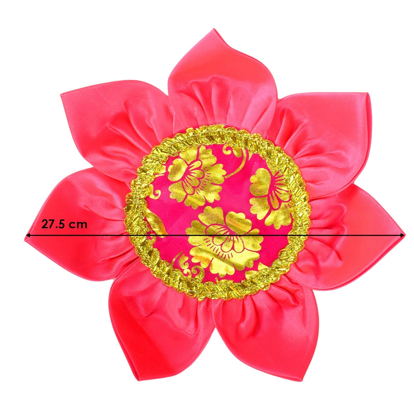10.8 Inch Graceful Satin Lotus Design Pooja Mat