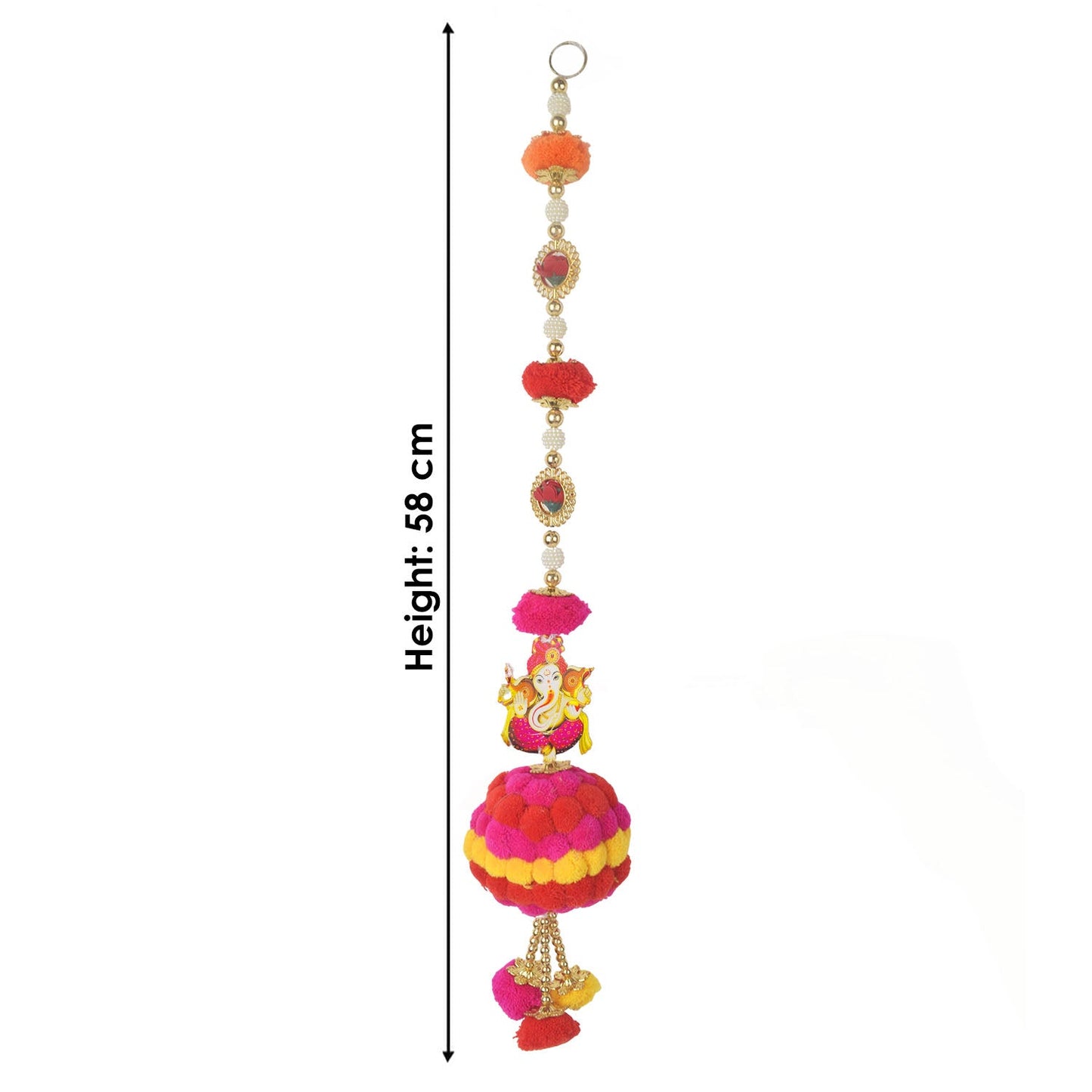 Colorful Pom Pom Wall Hanging with Ganesha & Lakshmi – Pair Decor