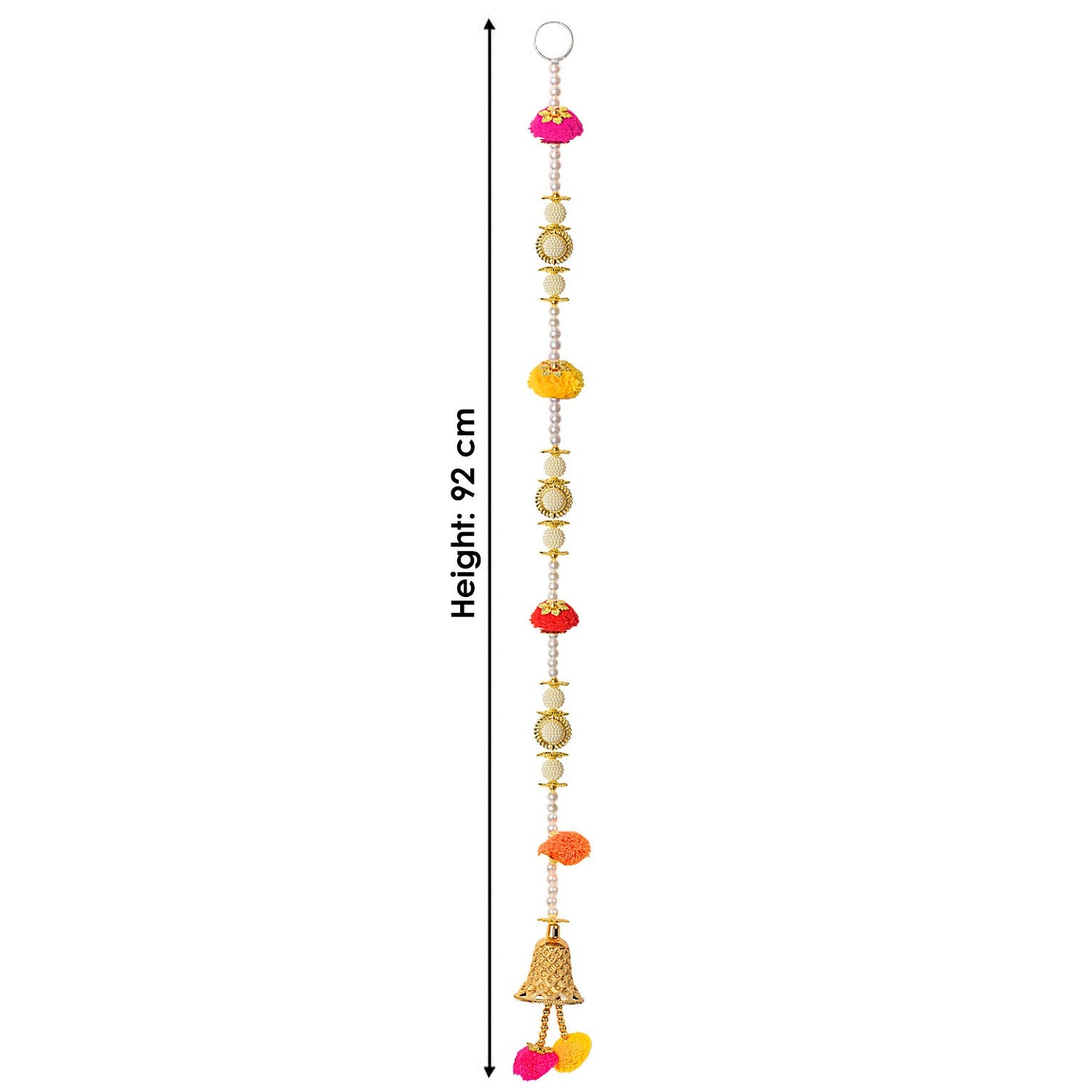 Ethnic Pom Pom Hanging with Pearls & Bell