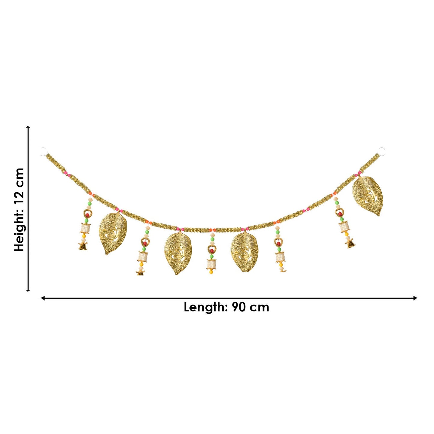 Golden Toran with Ganesha Leaf and Bell Latkan Decor