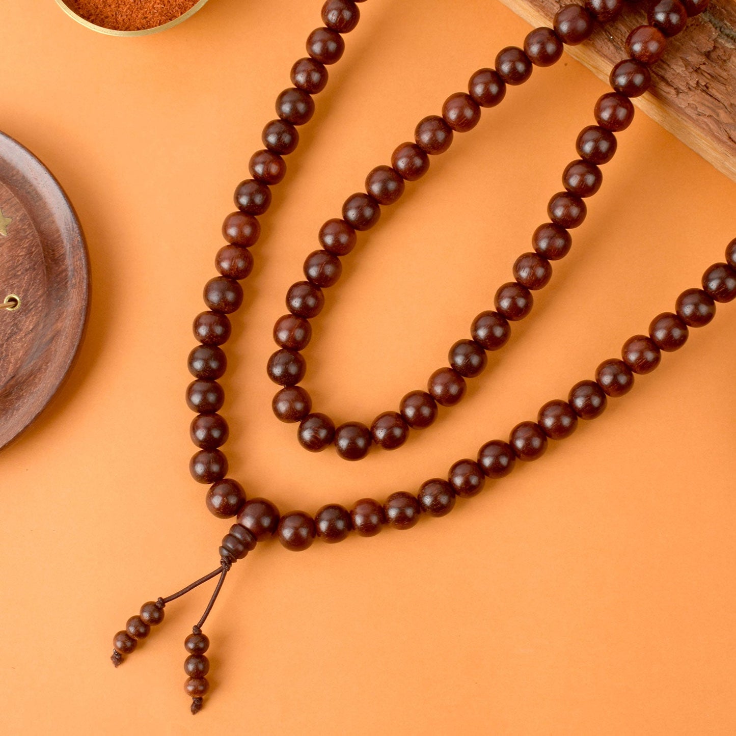 Certified 12mm 100% Original Authentic Pure Elastic Red Sandalwood Jap Mala (Andhra Pradesh)