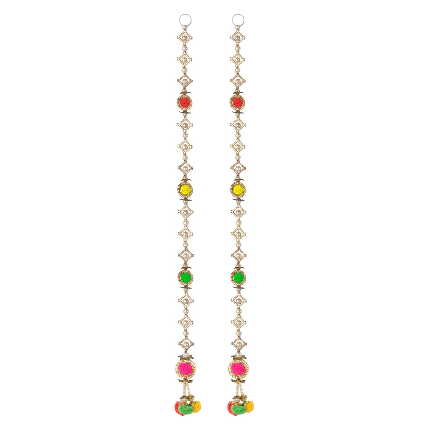 Elegant Pearls Wall Hanging with Pom Pom Tassels