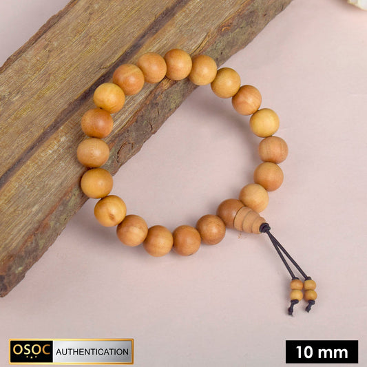 100% Original 10mm White Chandan Bracelet for Peace & Inner Calm