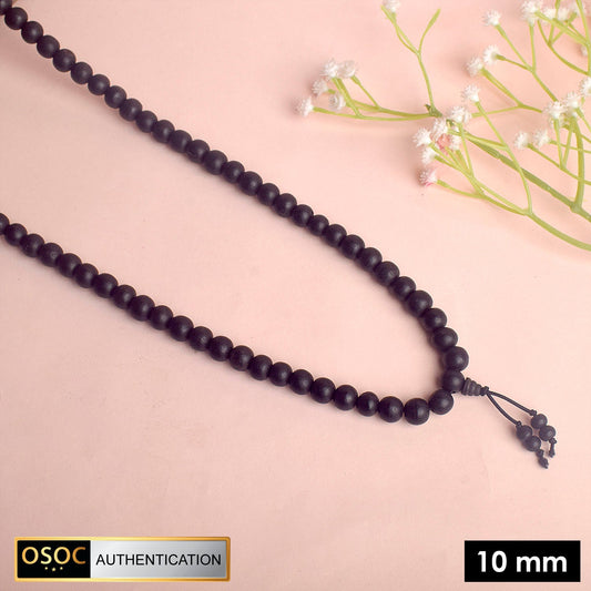 100% Original & Govt. Certified 10 MM Karungali Mala with Sumeru Bead matt