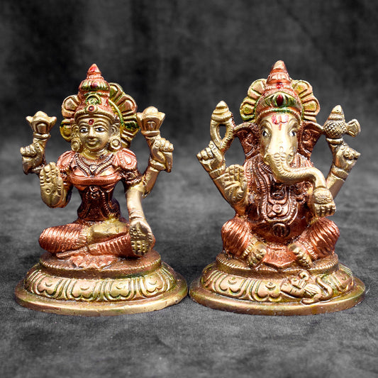 3.9 Inch Elegant Brass Lakshmi Ganesh Idol