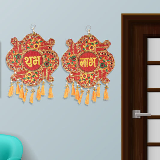 Handcrafted Subh Labh Wall Hanging with Tassels