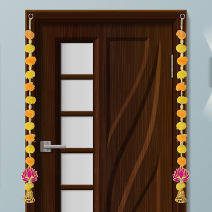 Marigold Lotus Hanging with Golden Bells – Ethnic Festival Decor