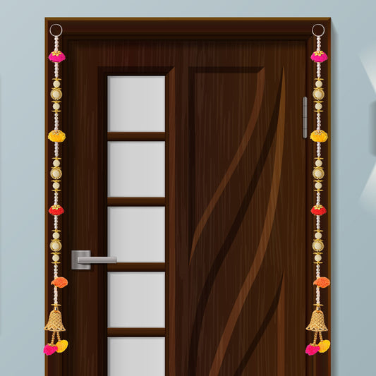 Ethnic Pom Pom Hanging with Pearls & Bell