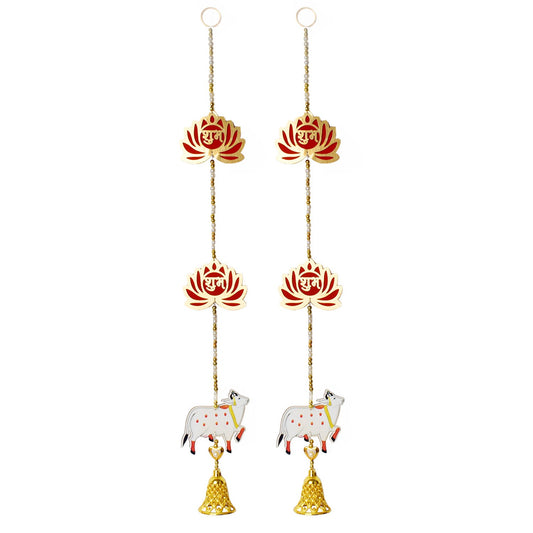 Decorative Lotus Shubh Labh and Cow Wall Hanging