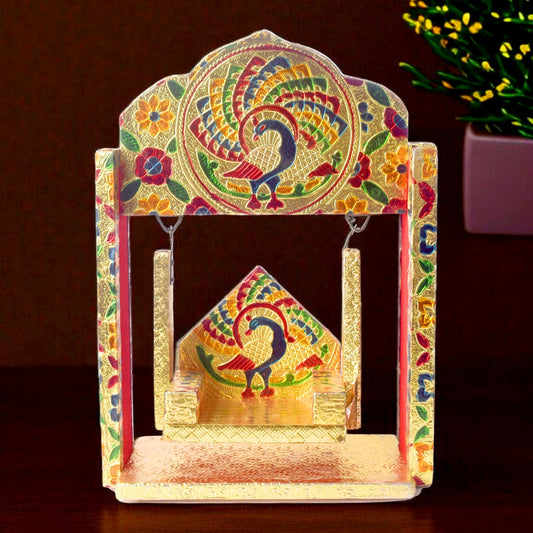 Meenakari Peacock Jhula for Laddu Gopal – Small Size