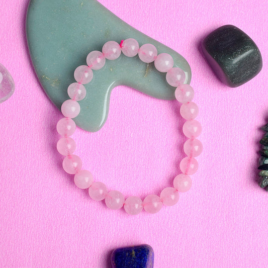 Authentic Rose Quartz Crystal Bracelet for Reiki Healing 8MM