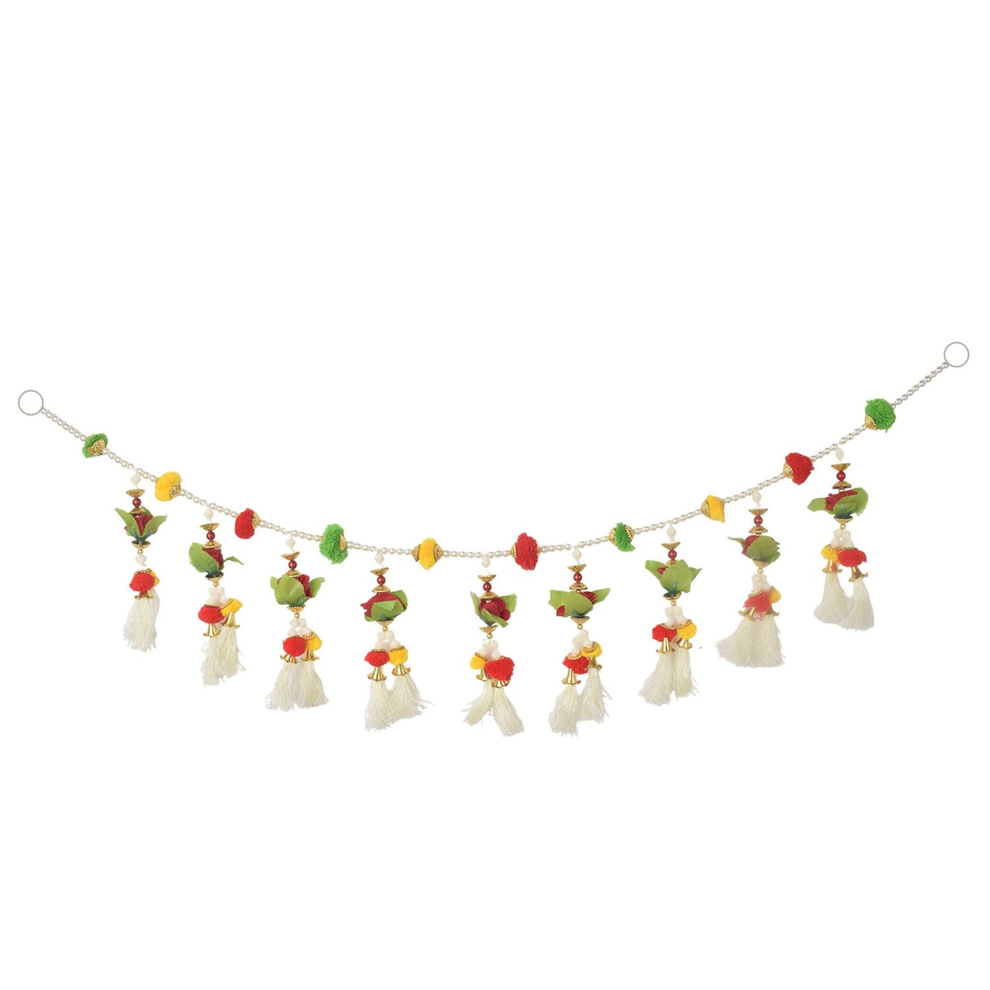 Pom Poms Toran Tassels with flowers - Festive Entrance