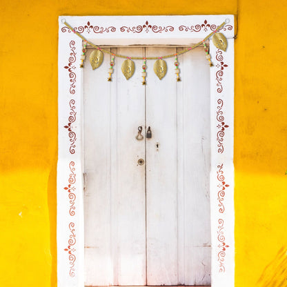 Golden Toran with Ganesha Leaf and Bell Latkan Decor