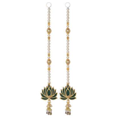 Graceful Lotus with Pearls Door Side Hanging for Festive Decor