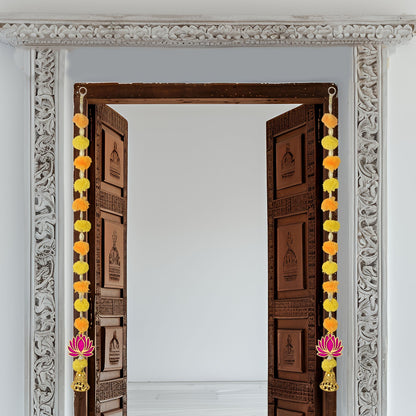 Marigold Lotus Hanging with Golden Bells – Ethnic Festival Decor