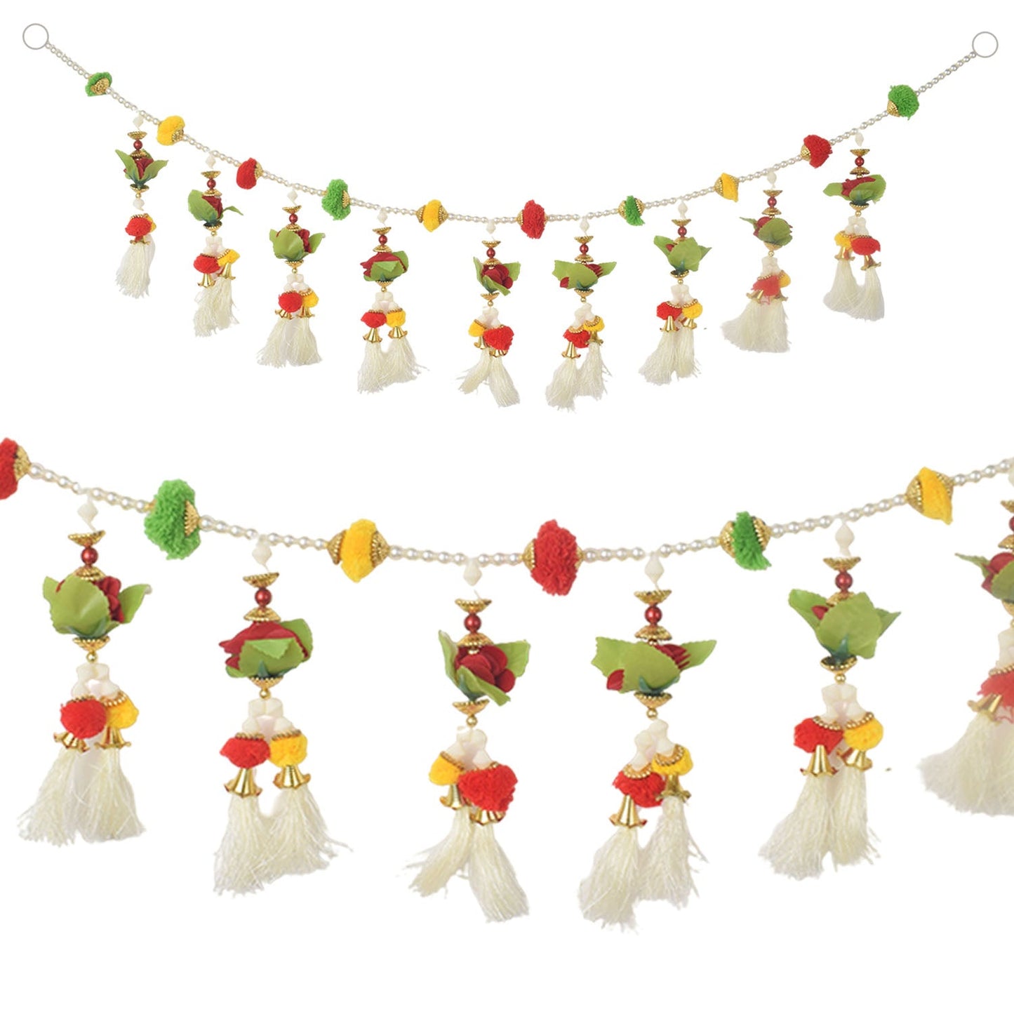 Pom Poms Toran Tassels with flowers - Festive Entrance