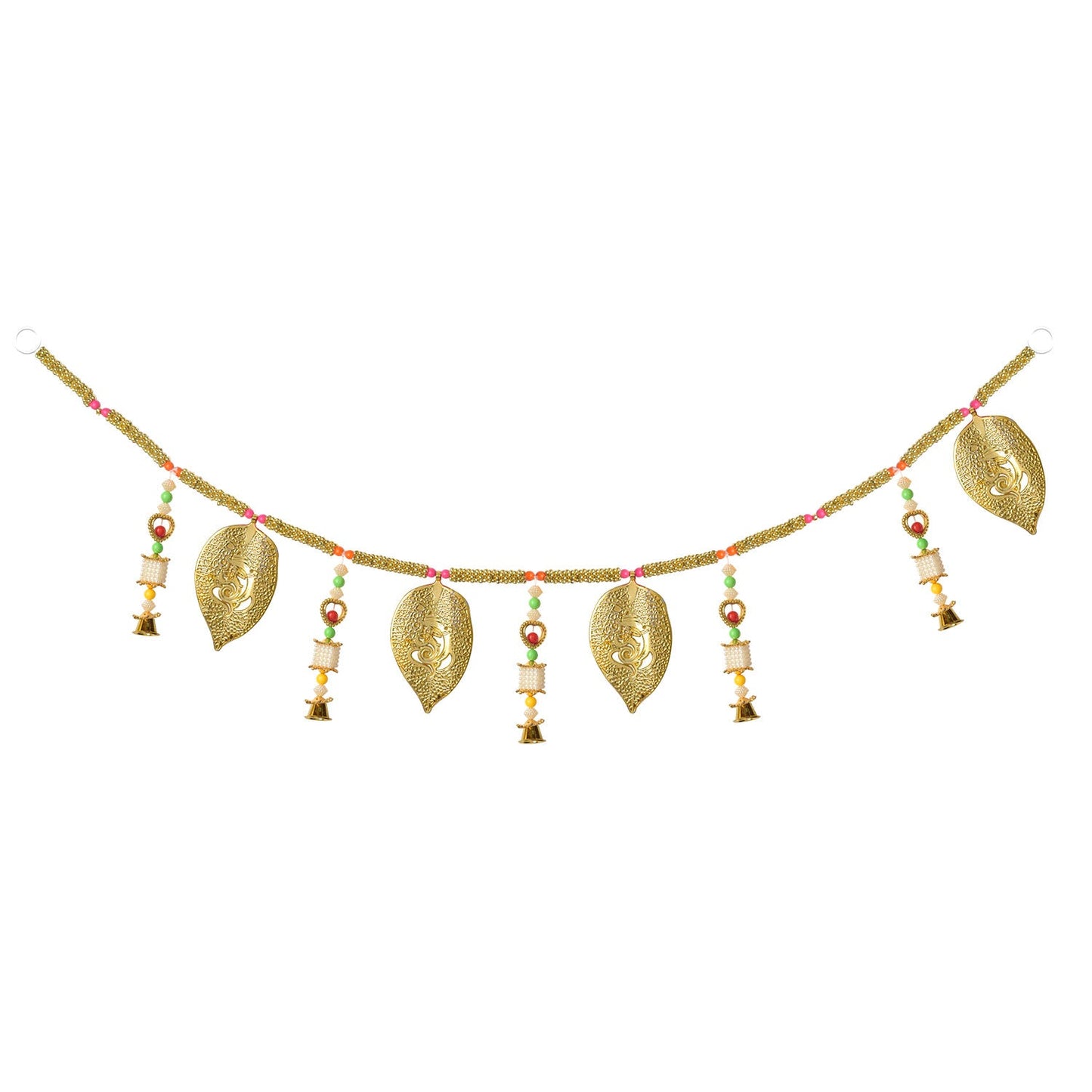 Golden Toran with Ganesha Leaf and Bell Latkan Decor
