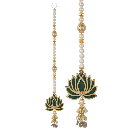 Graceful Lotus with Pearls Door Side Hanging for Festive Decor