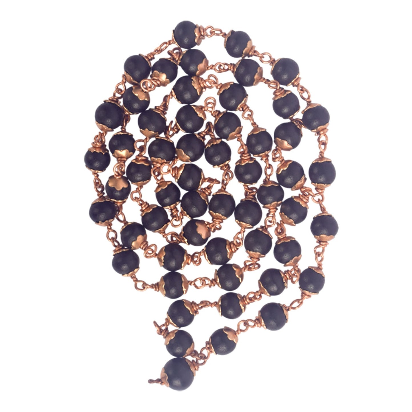 100% Original & Govt. Certified 8mm Karungali Mala with Copper Capping