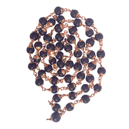 100% Original & Govt. Certified 8mm Karungali Mala with Copper Capping