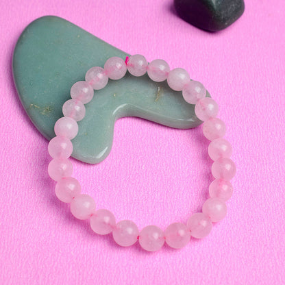 Authentic Rose Quartz Crystal Bracelet for Reiki Healing 8MM