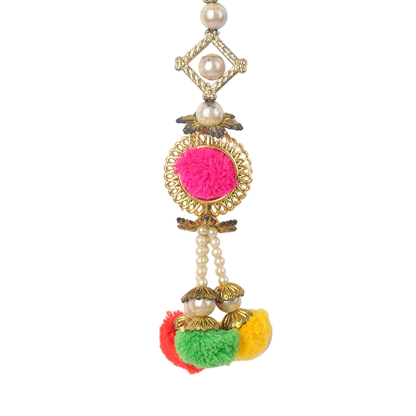 Elegant Pearls Wall Hanging with Pom Pom Tassels