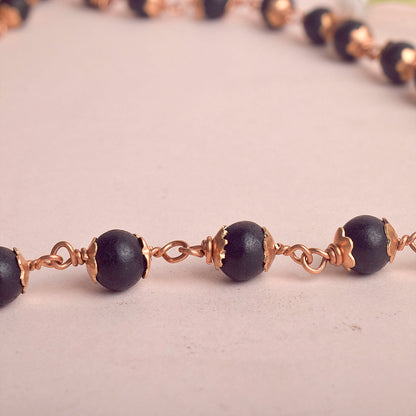 100% Original & Govt. Certified 8mm Karungali Mala with Copper Capping